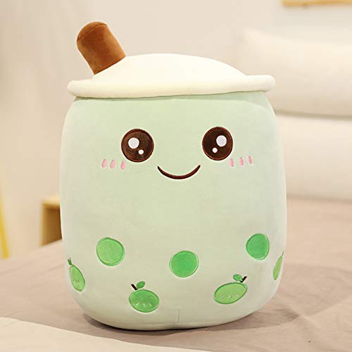 Uposao Bubble Tea - Peluche Boba de peluche, 35 cm, diseño de dibujos animados, divertido cojín de leche, taza de té, cojín para niños, regalo de cumpleaños para niños y niñas, color verde