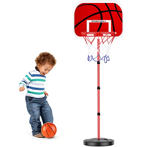 URBZUE Canasta Baloncesto Infantil, Altura Ajustable 63CM-150CM, para niños 3+, con Redes para Aros de Baloncesto, Regalo de Juguetes de Baloncesto en Exterior y Interior