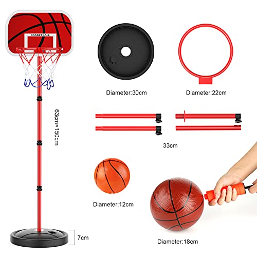 URBZUE Canasta Baloncesto Infantil, Altura Ajustable 63CM-150CM, para niños 3+, con Redes para Aros de Baloncesto, Regalo de Juguetes de Baloncesto en Exterior y Interior