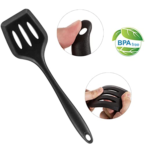 Utensilios de Cocina de Silicona,inaWarm 10 piezas Set Utensilios Accesorios Cocina Resistente al Calor,Pinzas Cocina Menaje de Cocina Antiadherente con Cuchara, Espatula, Batidor (Negro)