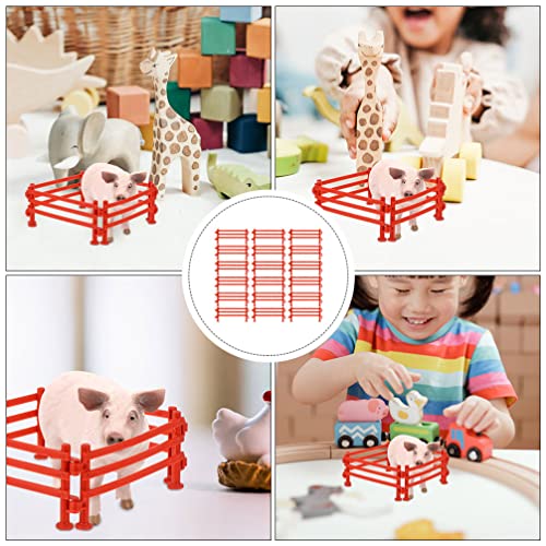 Veemoon 200 Uds Caballo Corral Esgrima Accesorios Playset Granja Animal Cerca Panel Miniatura Pet Playpen Juguete para Granja Paddock Caballo Estable Árbol de Navidad Escena Prop Ladrillo Rojo