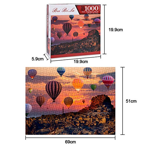 Vicloon Puzzles para Adultos, Puzzle de 1000 Piezas - Globo Aerostático Puzzle, Obra de Arte de Juego de Rompecabezas para Adultos, Rompecabezas de Piso de Impresión de Alta Definición Multicolor