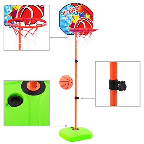 vidaXL Canasta Baloncesto Infantil Altura Ajustable Pelota Incluida Juguete Basket Balón Niño Niña Juego Deportivo Aire Libre Uso Exterior Habitación