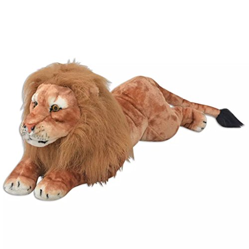 vidaXL León de Peluche Gigante Marrón XXL Animal de Peluche Juguete Decoración