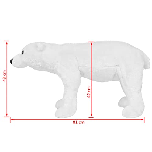 vidaXL Oso Polar de Peluche de Pie Blanco Tamaño XXL Animal de Juguete Osito