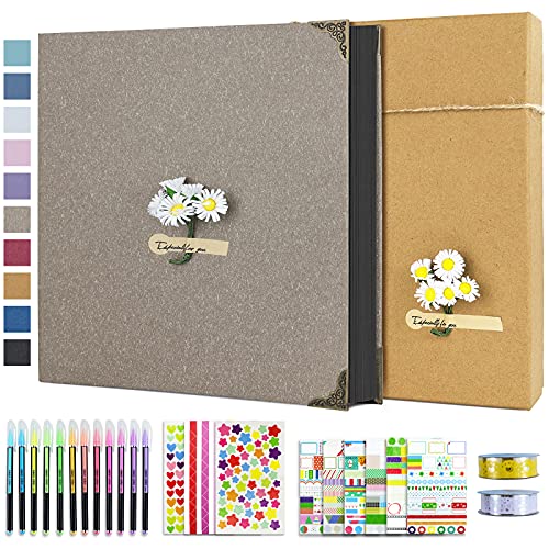 Vienrose Album de Fotos 10x15 Scrapbook con Espiral (60 Páginas Negra) Pegar y Escribir DIY Scrapbooking Álbum de Recortes para Familia Bebé, Aniversario Bodas, Vacaciones, 30x30 cm