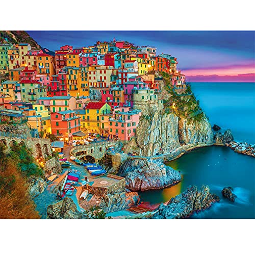 Vimzone Puzzles 1000 Piezas para Adultos- Cinque Terre Casas de Colores, Rompecabezas de Piso de Impresión de Alta Definición Multicolor，Juego de Rompecabezas Juego Familiar (70x50cm)