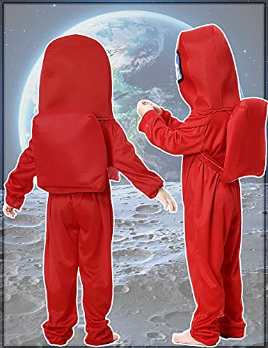 Waslary Disfraz infantil de astronauta espacial, mono con mochila, máscara, disfraz infantil, disfraz infantil, juego de rol, para Halloween, cosplay, carnaval, fiesta de cumpleaños (rojo, M)