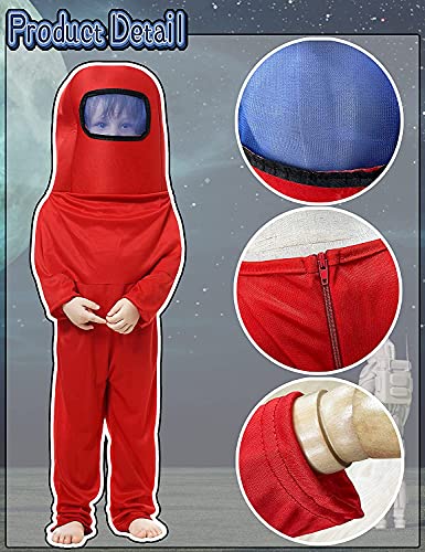 Waslary Disfraz infantil de astronauta espacial, mono con mochila, máscara, disfraz infantil, disfraz infantil, juego de rol, para Halloween, cosplay, carnaval, fiesta de cumpleaños (rojo, M)