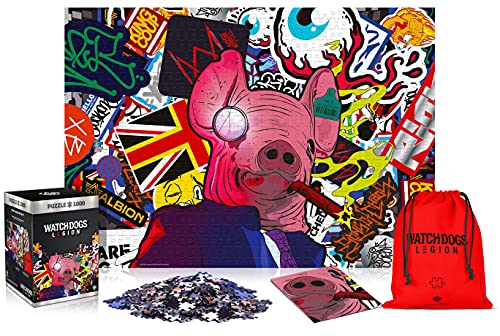 Watch Dogs Legion: Pig Mask | Puzzle 1000 Piezas | Incluye póster y Bolsa | 68 x 48 | Videojuego | Rompecabezas para Adultos y Adolescentes | para Navidad y Regalos | Decoración