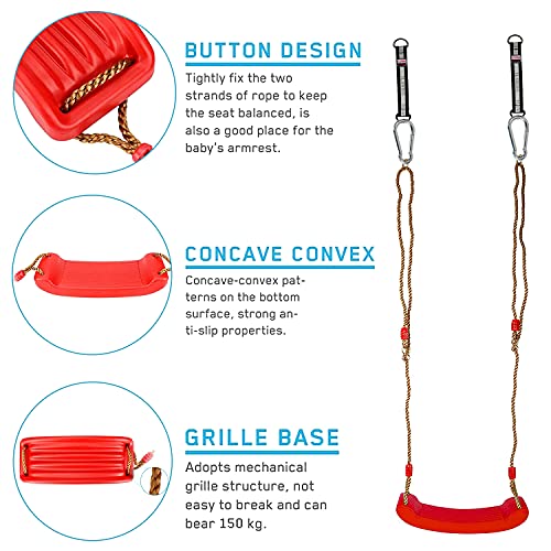 WELLXUNK Columpios Infantiles - Columpio Jardin Exterior Niños - Asiento Columpio - Juego de Asiento de Columpio Ajustable - Silla Columpio Jardin Exterior - Interior Carga Máxima 150 Kg