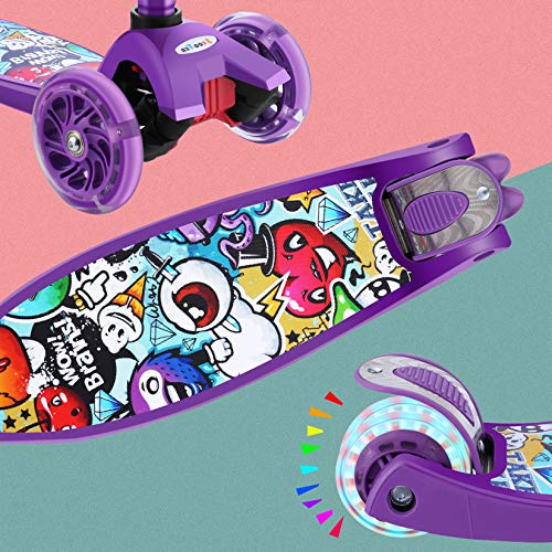 WeSkate Patinetes para Niños Patinete de 3 Ruedas para Niños Pequeños, Niñas y Niños, 4 Alturas Ajustables, Inclinarse para Dirigir, Ruedas Iluminadas para Niños de 3 a 12 Años