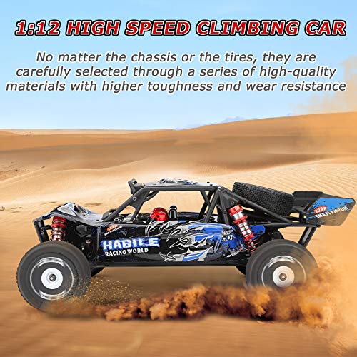 Wltoys 124018 Coche de Carreras de Alta Velocidad 60 km / h 1/12 2,4 GHz Coche RC Off-Road Drift Car RTR 4WD Chasis de Aleación de Aluminio Engranaje de Aleación de Zinc con 3 Baterías