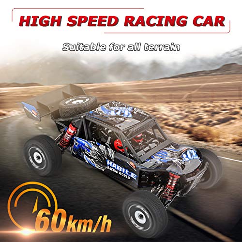 Wltoys 124018 Coche de Carreras de Alta Velocidad 60 km / h 1/12 2,4 GHz Coche RC Off-Road Drift Car RTR 4WD Chasis de Aleación de Aluminio Engranaje de Aleación de Zinc con 3 Baterías