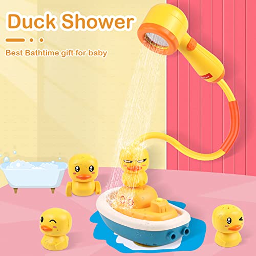 WolinTek Juguetes de baño para bebés Ducha eléctrica con 4 Patos Juguetes Baño,Juguetes Bañera Duchas de Baño Juguete Bañeras para Bebes Patos Juegos Educativos,Cabezal de Ducha de baño para Niños