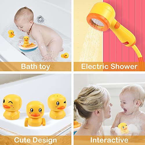 WolinTek Juguetes de baño para bebés Ducha eléctrica con 4 Patos Juguetes Baño,Juguetes Bañera Duchas de Baño Juguete Bañeras para Bebes Patos Juegos Educativos,Cabezal de Ducha de baño para Niños