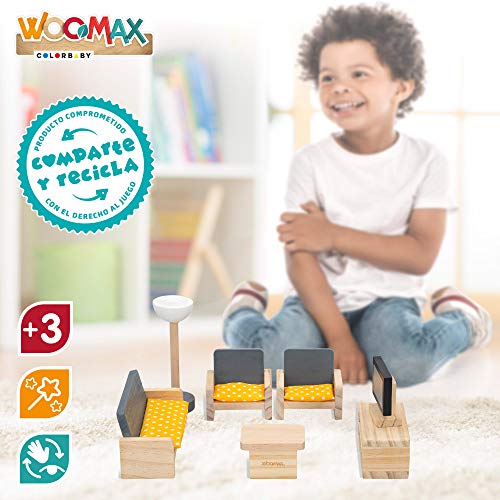 WOOMAX - Set mobiliario casa de muñecas madera salón woomax (46469)