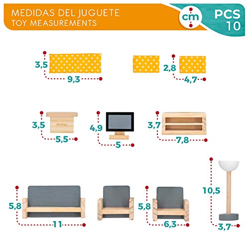 WOOMAX - Set mobiliario casa de muñecas madera salón woomax (46469)