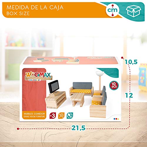 WOOMAX - Set mobiliario casa de muñecas madera salón woomax (46469)