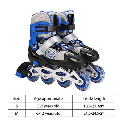 Woorea Patines Flash de 4 Ruedas, Patines en línea, Patines Ajustables para niños, Patines, Patines con iluminación para Exteriores e Interiores, para niños, niñas, Principiantes