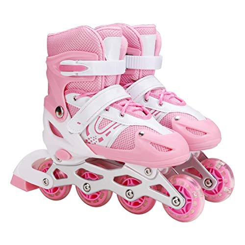 Woorea Patines Flash de 4 Ruedas, Patines en línea, Patines Ajustables para niños, Patines, Patines con iluminación para Exteriores e Interiores, para niños, niñas, Principiantes