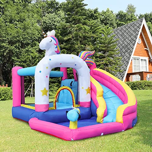 WYQQ Castillos hinchables Castillo Inflable para niños Castillo Inflable de Dibujos Animados para Interiores Trampolín Inflable para Exteriores Regalo Favorito de los niños Trampolín con tobogán