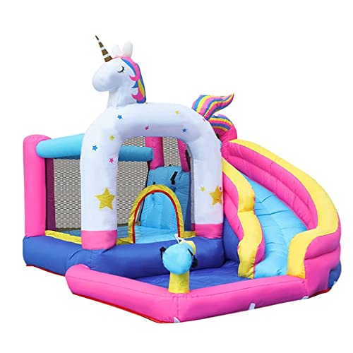 WYQQ Castillos hinchables Castillo Inflable para niños Castillo Inflable de Dibujos Animados para Interiores Trampolín Inflable para Exteriores Regalo Favorito de los niños Trampolín con tobogán