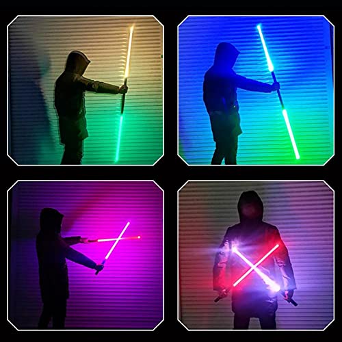 XDXDO Kylo REN Lightsable, Sabadora Luminosa de Doble Filo 7 Colores Cambio de Luces de Duelo, USB, Espada de Luz de Amplia Metal, para Niños Adultos Navidad Partido Cosplay