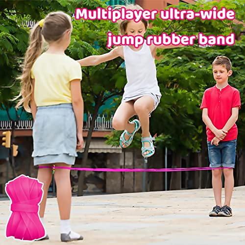 XiXiRan 4 Piezas Goma de Saltar Niños, Goma para Saltar, Goma Saltar Juego, Goma Elastica para Juegos, Juegos de Interior y Exterior, 4 Combinaciones de Colores, 7 M de Longitud