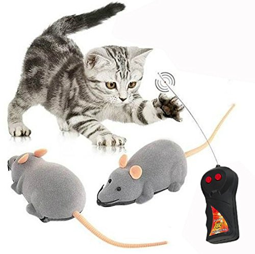 XLKJ Juguete Ratón de Control Remoto Ratón Eléctricos para Gatos Perros Mascota Kid, Gris