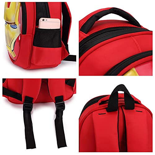 XYBB Mochila infantil 3D iron Man Estudiante Chica Mochila Adolescentes Mochila de dibujos animados Niño Mochila de viaje impermeable Rojo