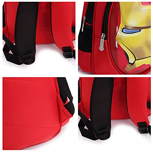 XYBB Mochila infantil 3D iron Man Estudiante Chica Mochila Adolescentes Mochila de dibujos animados Niño Mochila de viaje impermeable Rojo