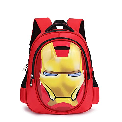 XYBB Mochila infantil 3D iron Man Estudiante Chica Mochila Adolescentes Mochila de dibujos animados Niño Mochila de viaje impermeable Rojo