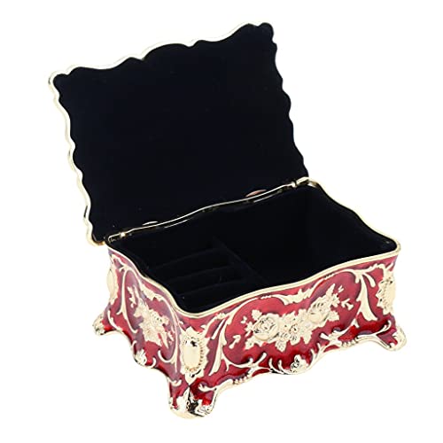 XYZMDJ Joyero Vintage Joyero de Metal Floral Joyero Organizador de Mesa de Almacenamiento de Regalo Joyero (Color : A)