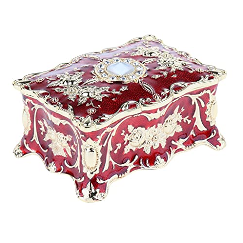 XYZMDJ Joyero Vintage Joyero de Metal Floral Joyero Organizador de Mesa de Almacenamiento de Regalo Joyero (Color : A)