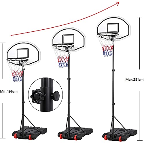 Yaheetech Canasta de Baloncesto Altura Ajustable 159-214 cm Plegable Tableros de Baloncesto con Ruedas Aro de Basket para Adultos