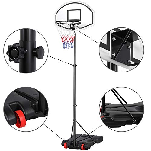 Yaheetech Canasta de Baloncesto Altura Ajustable 159-214 cm Plegable Tableros de Baloncesto con Ruedas Aro de Basket para Adultos