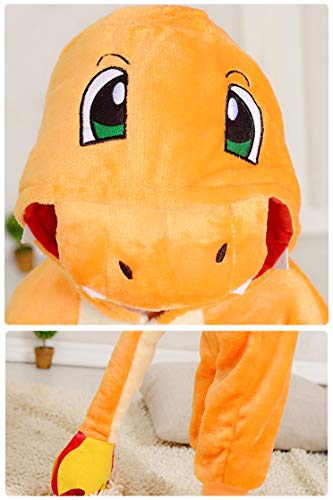 YAOMEI Niños Onesies Kigurumi Pijamas, Niña Traje Disfraz Capucha, Ropa de Dormir Halloween Cosplay Navidad Animales de Vestuario (140 para Niño Altura 130-140CM (51"-55"), Charizard)