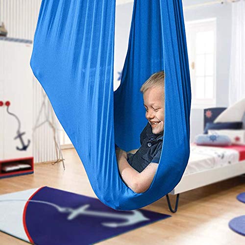 YAWEDA Columpio Terapia Interior Columpio Terapia Ajustable Columpios Infantiles para Niños Autismo TDAH Ideal para Hamacas Integración Sensorial (Color : Blue, Size : 100x280cm/39x110in)