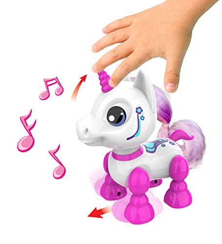 YCOO - Robot Unicornio con Efectos Sonoros y Luminosos - Se Mueve hacia adelante y hacia atrás - Robot Juguete Niño - 13 cm - a Partir de 3 años (88525)