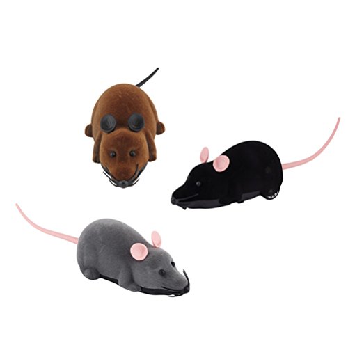 YeahiBaby Ratón de Control Remoto Eléctrico Juguete para Gatos Perros Mascotas Regalo de Niños Oído Negro Marrón