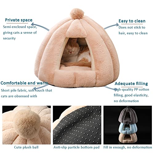 YHSW Cama para Mascotas,Tienda Mascotas Cueva Gatos/Perros pequeños,Casa Cojín Lavable Funda de Almohada,Camas Microfibra Interiores y Exteriores （Marrón,48 * cm）