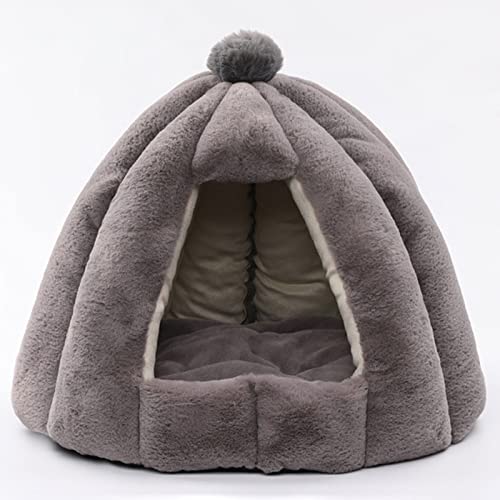 YHSW Cama para Mascotas,Tienda Mascotas Cueva Gatos/Perros pequeños,Casa Cojín Lavable Funda de Almohada,Camas Microfibra Interiores y Exteriores （Marrón,48 * cm）