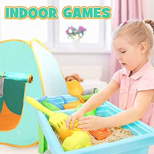 YIMORE Arenero Infantil con Tienda Campaña Infantil Mesa de Arena y Agua con Modelos de Arena, Juguetes Playa Bebe para Niño Niña 3 Años 13 PCS