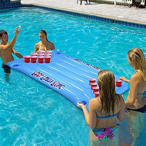 YIPUTONG Beer Pong colchón de Aire Inflable Beer Pong colchón de Aire con 24 Agujeros para Tazas, Mesa de Beer Pong para Piscinas, Playas, Acampada, Juego de Fiesta, Juego para Beber