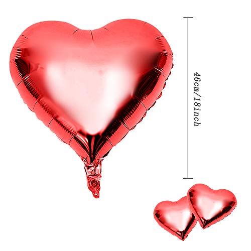 Yisscen Globos Papel de Aluminio 25 PCS Globos de Corazón Rojo 18 Pulgadas Globos de Cumpleaños Inflable para Fiesta, San Valentín, Boda, Compromiso