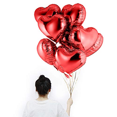 Yisscen Globos Papel de Aluminio 25 PCS Globos de Corazón Rojo 18 Pulgadas Globos de Cumpleaños Inflable para Fiesta, San Valentín, Boda, Compromiso