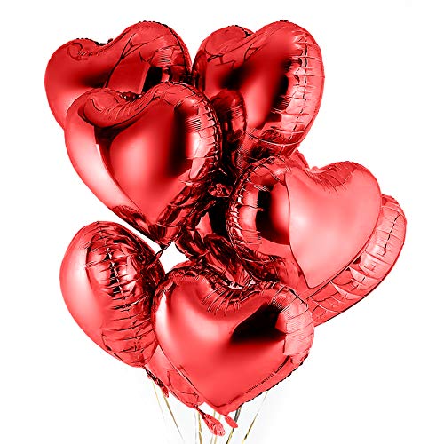 Yisscen Globos Papel de Aluminio 25 PCS Globos de Corazón Rojo 18 Pulgadas Globos de Cumpleaños Inflable para Fiesta, San Valentín, Boda, Compromiso