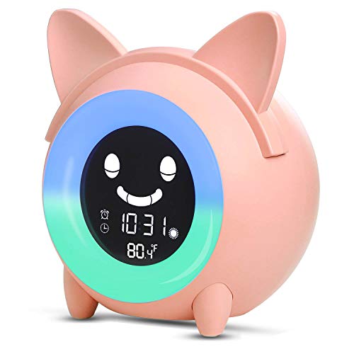 YISUN Despertador Infantil, Reloj Despertador niños con Luz Ajustables,Despertador inteligente USB de Carga, Despertador Luz Adecuado para regalos de Navidad Cumpleaños