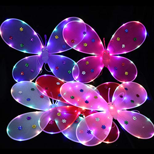 YO-HAPPY Juego de 3 alas de ángel LED para niña, con forma de bandana, corona, disfraz de carnaval